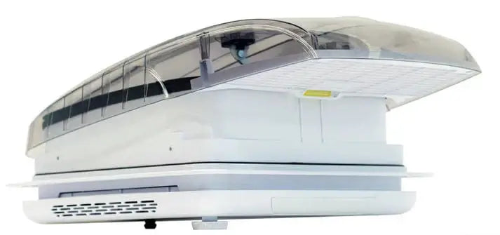 Caravan Roof Fan SJRV Plus in white, featuring a sleek design and ventilation system for optimal airflow.