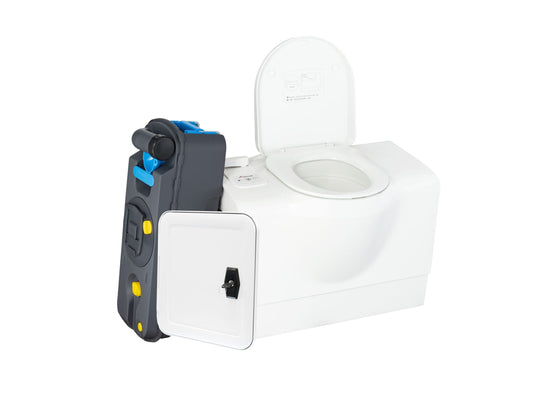 Compact SJRV Caravan Toilet W50011 – 14.4 L Built‑In Tank, Odor Venting & Easy‑Empty Design